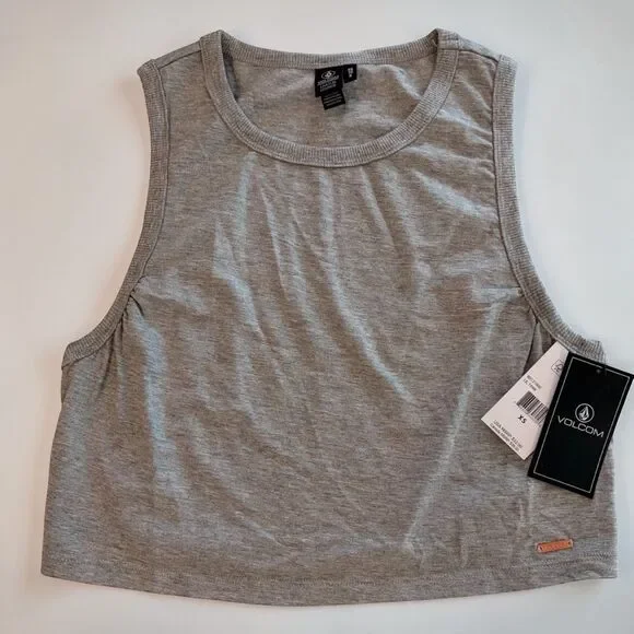 NWT: Volcom Heather Gray Crop Top - Picture 1 of 4